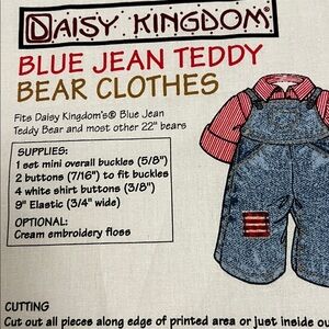 Daisy Kingdom Blue Jean Teddy Bear Clothes Panel